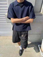 Рубашка-поло "BurnBro Linen Open Collar Polo"