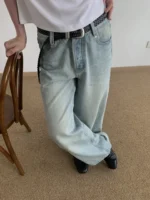 Джинсы "MION Washed Wide Denim Jeans" — изображение 4