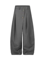 Брюки «XJ Studio Pleated Diagonal Button Wide Leg Trousers»