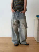 Джинсы «19 Studio Distressed Wide Leg Jeans» — изображение 4