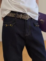Джинсы «19 Studio Horsebit Straight Jeans»