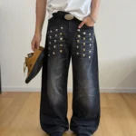 Джинсы «19 Studio Rivet Wide-Leg Jeans»