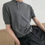 Футболка «MION Diagonal Button Knitted T-Shirt»