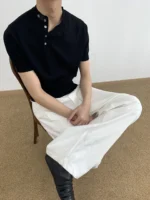 Футболка «MION Diagonal Button Knitted T-Shirt» — изображение 5