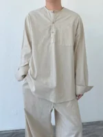 Рубашка «BKYC Studio Henry Collar Linen Shirt» — изображение 12