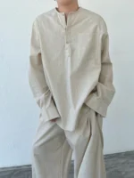 Рубашка «BKYC Studio Henry Collar Linen Shirt» — изображение 2