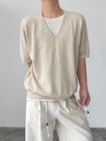 Футболка «BKYC Studio Layered V-Neck Knit T-Shirt» — изображение 2
